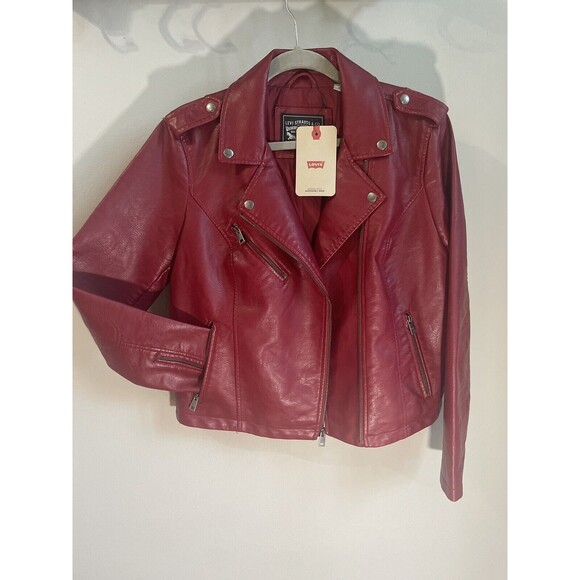 NWT-MSRP $148: Levi’s Red, Fully Lined, Leather Look & Feel, Woman’s Jacket. LG - Picture 6 of 9